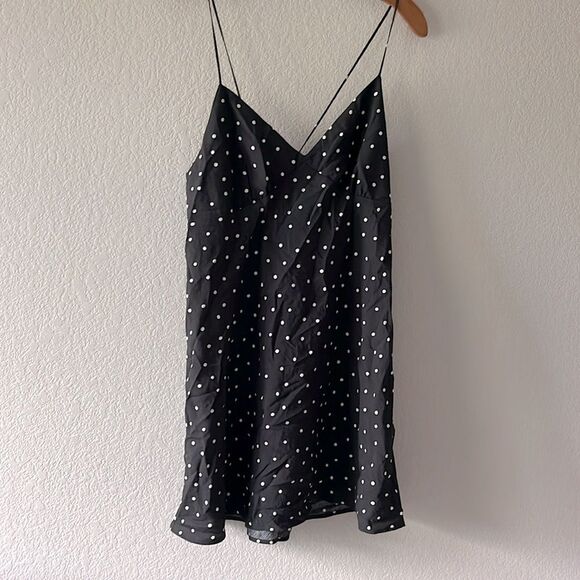 Madewell Layton Mini Slip Dress in Pure Black with Polkadots Size 14 NWT - Picture 7 of 8